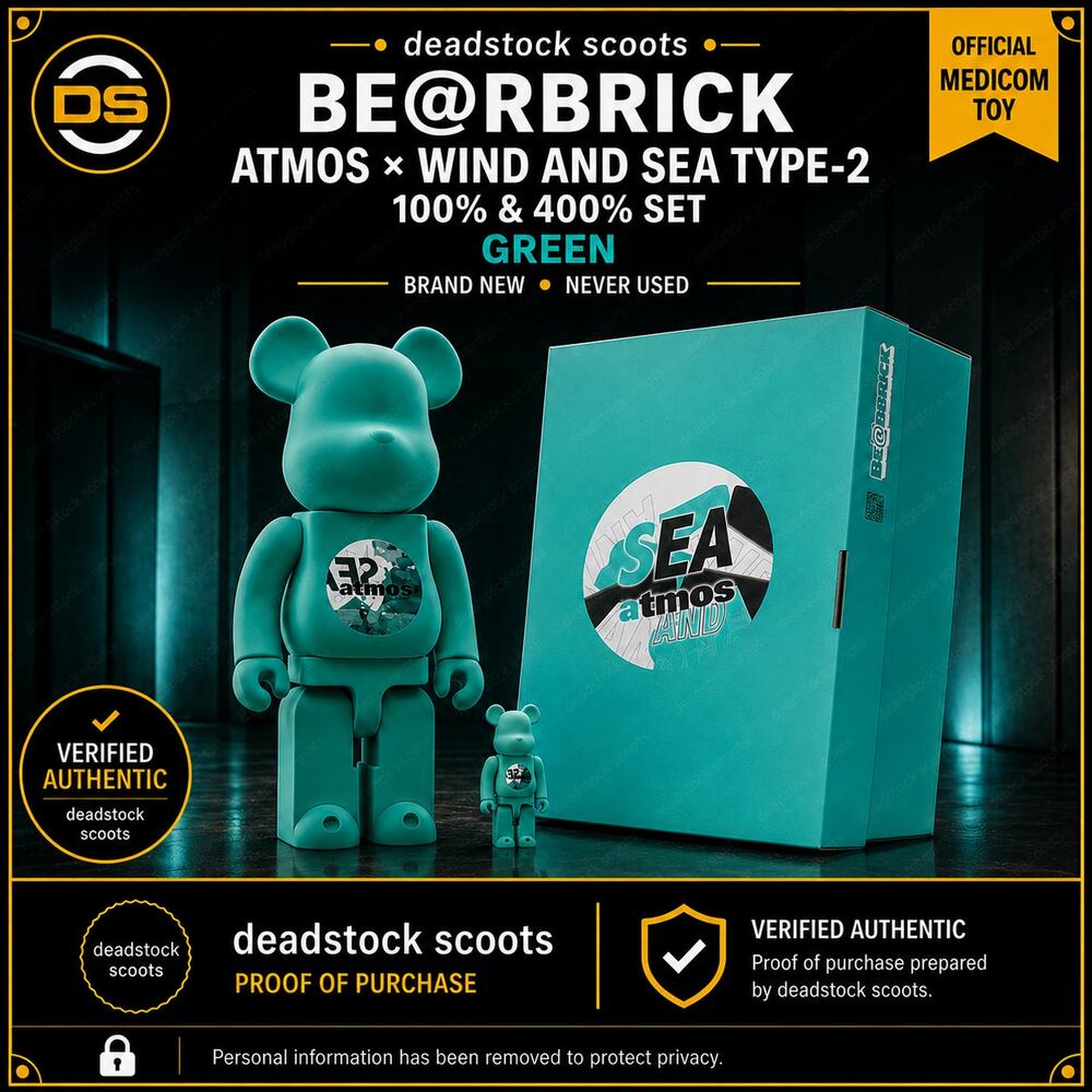 Medicom BE@RBRICK atmos x WIND AND SEA Type-2 100% 400% Set Green